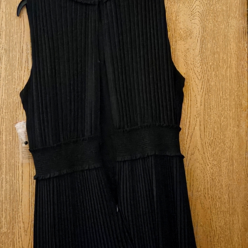Black Sleeveless Pleated Jumpsuit